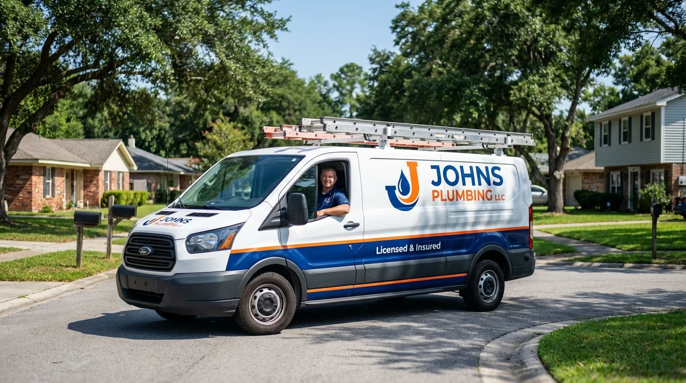 Johns Plumbing LLC service van in Jamaica, VT