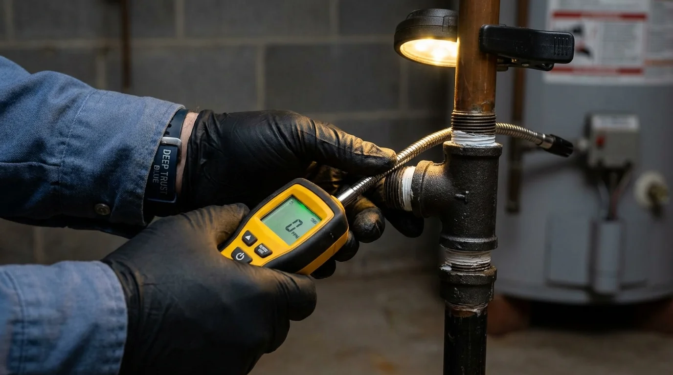 Gas leak detection with electronic sniffer by Johns Plumbing LLC in Jamaica
